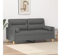 Qnhdfrt Divano a 2 posti, grigio scuro, 140 cm, in tessuto, design moderno, con cuscino decorativo, robusto e confortevole per il soggiorno