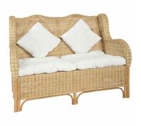 Qnhdfrt Divano a 2 posti in rattan naturale e lino bianco crema piccolo divano per soggiorno balcone lounge design elegante durevole