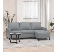 Qnhdfrt Divano a 3 posti con poggiapiedi, grigio chiaro, 180 cm, in tessuto dal design moderno, robusto e confortevole, per soggiorno e relax