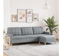 Qnhdfrt Divano a 3 posti con sgabello, grigio chiaro, 210 cm, tessuto dal design moderno, comodo per soggiorno