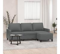 Qnhdfrt Divano a 3 posti con sgabello, grigio scuro, 180 cm, tessuto dal design moderno, robusto e confortevole per il soggiorno