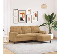 Qnhdfrt Divano a 3 posti con sgabello, marrone, 180 cm, in velluto, design moderno, robusto e confortevole, per il soggiorno