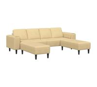 Qnhdfrt Divano a U 4 Posti in Corduroy Grigio Verde, 250x188x76 cm | Sofà moderno a forma di U per il soggiorno con cuscini a molla, tessuto traspirante a coste e gambe nere.