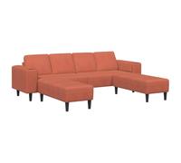 Qnhdfrt Divano a U 4 Posti in Tessuto a Coste Rosso Arancio 250x188 cm