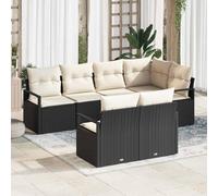 Qnhdfrt Divano angolare esterno in rattan naturale nero design moderno con polyrattan resistente alle intemperie, struttura modulare per giardino e terrazza, spazio per 6 persone