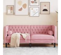 Qnhdfrt Divano Chesterfield a due posti in velluto rosa con cuscino cervicale, divano letto compatto per soggiorno, balcone e camera dei ragazzi, design classico con chiusura a bottoni