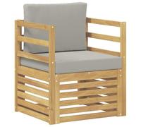 Qnhdfrt Divano da Esterno 1 Posto Modulare in Legno di Acacia e Cuscini | Seduta singola con cuscino grigio per terrazzo o balcone. Telaio in acacia ideale per creare salotti all'aperto.