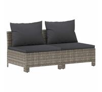 Qnhdfrt Divano da Giardino 2 Posti Modulare in Polyrattan Grigio | Morbidi cuscini inclusi per il massimo relax in terrazzo o patio. Telaio in acciaio e polyrattan leggero da spostare.