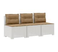 Qnhdfrt Divano da Giardino 3 Posti in PP Effetto Rattan con Cuscini | Set modulare a tre posti per veranda e terrazzo, resistente ai raggi UV con cuscini sfoderabili color tortora.