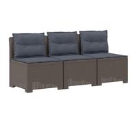 Qnhdfrt Divano da Giardino 3 Posti in PP Look Rattan con Cuscini | Seduta modulare grigia a tre posti per balcone e terrazza, resistente ai raggi UV e completa di comodi cuscini.