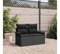 Qnhdfrt Divano da giardino a 2 posti, in rattan sintetico, con cuscino, design moderno, per giardino, balcone e terrazza, resistente ai raggi UV e impermeabile