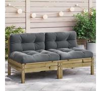 Qnhdfrt Divano da giardino senza braccioli con cuscino in legno di pino impregnato in autoclave, colore antracite, design modulare per giardino, terrazza e balcone