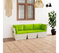 Qnhdfrt Divano in pallet 3 posti con cuscino in legno di abete impregnato per giardino balcone e soggiorno con design rustico e comfort elevato