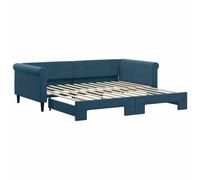 Qnhdfrt Divano Letto 2 in 1 con Letto Estraibile Blu 100x200 cm | Struttura salvaspazio in velluto blu con doghe per soggiorno e camera da letto, ideale per ospitare amici e parenti.