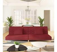 Qnhdfrt Divano letto 2 posti in rosso vino con rivestimento in tessuto e 2 cuscini, facile da convertire da divano a letto, design robusto per piccoli spazi come salotti e uffici.