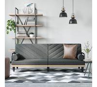 Qnhdfrt Divano letto con braccioli, grigio scuro, tessuto allungabile, larghezza 205 cm, per soggiorno e camera degli ospiti, design robusto, seduta comoda