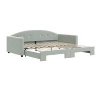 Qnhdfrt Divano Letto Estraibile 100x200 cm in Velluto Grigio Chiaro | Versatile arredo 2 in 1 con doghe per soggiorno o camera da letto, ideale per accogliere ospiti e ottimizzare gli spazi.