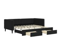 Qnhdfrt Divano Letto Estraibile 2 in 1 con 2 Cassetti Nero 90x190 cm | Letto per ospiti salvaspazio in velluto nero con ruote per salotto e camera da letto, ideale per accogliere i tuoi amici.