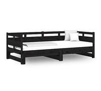 Qnhdfrt Divano Letto Estraibile Nero in Legno Massello Pino 2x 80x200 cm