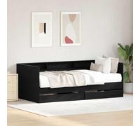 Qnhdfrt Divano letto nero moderno Daybed con 2 cassetti in legno 203 x 110 x 73 cm Comodo letto per gli ospiti e mobili salvaspazio per camera da letto