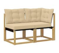 Qnhdfrt Divano Modulare da Esterno in Legno di Acacia Set 2 Pezzi Bianco | Salotto componibile per balcone o giardino con solida struttura in acacia e cuscini imbottiti in schiuma.