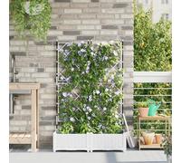 Qnhdfrt Fioriera bianca con traliccio rialzato, 2 pezzi, rettangolare, 80 x 40 x 125,5 cm, per balcone, giardino, terrazza, interni ed esterni, moderna, robusta e impermeabile, in plastica sintetica