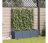 Qnhdfrt Fioriera con traliccio, 3 pezzi, grigio chiaro, 120 x 40 x 143 cm, aiuola rialzata per giardino, balcone, terrazza, in poliresina, design espandibile, superficie opaca, per interni ed esterni