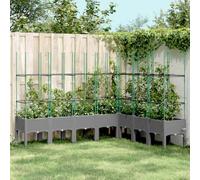 Qnhdfrt Fioriera rialzata con traliccio, grigio chiaro, 200 x 160 x 142,5 cm, per giardino e balcone, esterno con effetto rattan e design rialzato