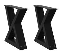 Qnhdfrt Gambe per Tavolino da Caffè 2 Pezzi in Acciaio Nero, 30x30 cm | Basi in metallo per tavoli da salotto con piedini regolabili per livellare su pavimenti irregolari.
