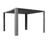 Qnhdfrt Gazebo 300 x 300 cm grigio antracite con tetto apribile in rattan sintetico e telaio in acciaio, resistente all'acqua e stabile per giardino, feste, campeggio