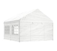Qnhdfrt Gazebo bianco 4,46 x 4,08 x 3,22 m con 6 pareti laterali e tetto in polietilene, protezione robusta per giardino, campeggio ed eventi all'aperto