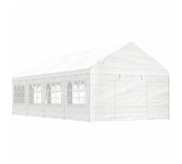 Qnhdfrt Gazebo bianco 8,92 x 4,08 x 3,22 m con 10 pareti laterali e ingressi con chiusura lampo, robusto tessuto PE e telaio in acciaio zincato per giardino, campeggio ed eventi all'aperto