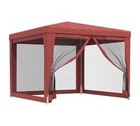 Qnhdfrt Gazebo da Giardino 3x3 m con Pareti in Rete Rosso | Ideale per il giardino o terrazza, offre ombra fresca e ventilazione grazie al tessuto HDPE e alla struttura stabile.