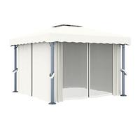 Qnhdfrt Gazebo da Giardino 3x3 m con Tende e Doppia Copertura Bianco | Padiglione per cortile e terrazza con robusto telaio in alluminio e tende laterali per il comfort all'aperto.