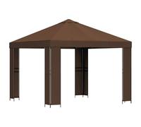 Qnhdfrt Gazebo da Giardino 3x3 m, Pergola in Acciaio e Poliestere Marrone | Ideale per creare una zona d'ombra ventilata in terrazza, patio o cortile grazie al tetto a due livelli.