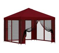 Qnhdfrt Gazebo da Giardino 3x3m con Pareti Laterali Esterno Borgogna | Padiglione da esterni con robusto telaio in acciaio nero e telo ventilato a due livelli per giardino e terrazzo.