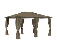 Qnhdfrt Gazebo da giardino, 4 x 3 m, con tende, colore tortora, impermeabile e resistente ai raggi UV, per eventi all'aperto, barbecue, campeggio e giardino