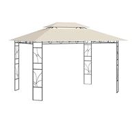 Qnhdfrt Gazebo da giardino, 4 x 3 x 2,7 m, colore crema, impermeabile e stabile, con rivestimento PA per esterni, campeggio, picnic e feste in giardino