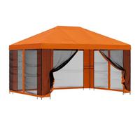 Qnhdfrt Gazebo da Giardino 4x3 m con Pareti Laterali Arancione | Ideale per giardino e terrazza, offre un'ampia zona d'ombra con tetto ventilato e struttura in acciaio nero.
