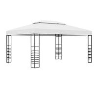 Qnhdfrt Gazebo da giardino, bianco, 4 x 3 x 2,7 m, in acciaio verniciato a polvere, con tetto rivestito in PA, impermeabile e stabile, per giardino, feste, campeggio, barbecue