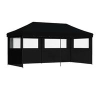 Qnhdfrt Gazebo Pieghevole 3x6m Tendone Pop-Up con 3 Pareti Laterali Nero | Struttura ombrosa per eventi in giardino, facile da montare e trasportare grazie al pratico design richiudibile.