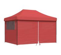 Qnhdfrt Gazebo Pieghevole Pop-Up 4x3m con Pareti Laterali da Giardino Bordò | Ampio tendone pieghevole con finestre per eventi in giardino e feste all'aperto, montaggio rapido a fisarmonica.