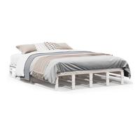 Qnhdfrt Giroletto 120x200 cm in Legno Massello di Pino Bianco | Struttura letto una piazza e mezza moderna per camera da letto, doghe in pino resistenti per un supporto stabile.