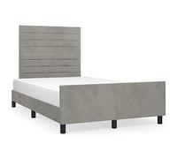 Qnhdfrt Giroletto 120x200 in Velluto Grigio Chiaro con Testiera | Struttura per camera da letto con spalliera regolabile in altezza, rete a doghe robuste ed eleganti finiture imbottite.
