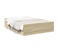 Qnhdfrt Giroletto 135x190 cm con 2 Cassetti in Legno Multistrato Rovere | Struttura letto per camera da letto con doghe stabili e pratici vani salvaspazio integrati per ottimizzare ogni ambiente.