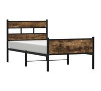 Qnhdfrt Giroletto in Acciaio con Doghe 100x200 cm Rovere Fumo | Struttura robusta per la camera da letto con doghe integrate e spazio inferiore di ventotto cm utile per contenitori.