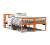 Qnhdfrt Giroletto per Anziani in Pino Massello Marrone 150x200 cm | Struttura alta 44 cm ideale per la camera da letto, con ripiani integrati e ampio spazio sotto per scatole contenitore.