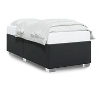 Qnhdfrt Giroletto Singolo 90x200 cm in Similpelle Nera con Doghe | Struttura letto una piazza per camera da letto con rivestimento elegante e piedi robusti per un riposo ottimale.