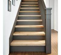 Qnhdfrt Gradini per scale in legno massello di quercia, 80 x 25 x 2 cm, venature naturali, robusti e durevoli, non trattati per la personalizzazione, versatili come davanzale o superficie decorativa