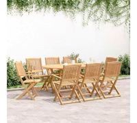 Qnhdfrt Gruppo da giardino in legno massello di acacia 9 pezzi con tavolo e 8 sedie pieghevole per balcone, terrazza e giardino